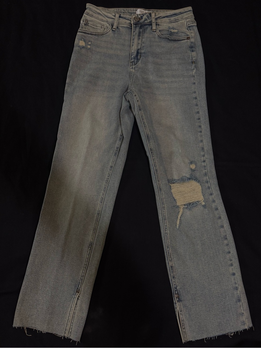 Judy Blue Faded Light Blue Distressed Straight Leg Jeans
